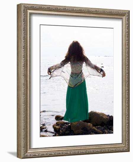 Young Woman Looks Out To Sea-Charles Bowman-Framed Photographic Print