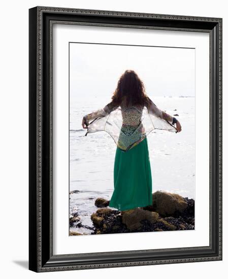 Young Woman Looks Out To Sea-Charles Bowman-Framed Photographic Print