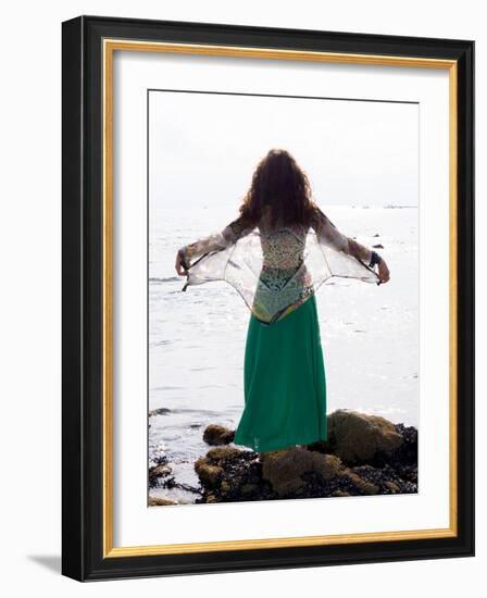 Young Woman Looks Out To Sea-Charles Bowman-Framed Photographic Print