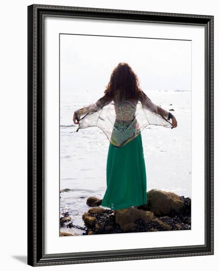 Young Woman Looks Out To Sea-Charles Bowman-Framed Photographic Print