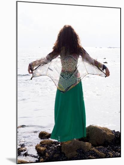 Young Woman Looks Out To Sea-Charles Bowman-Mounted Photographic Print