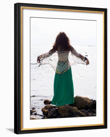 Young Woman Looks Out To Sea-Charles Bowman-Framed Photographic Print