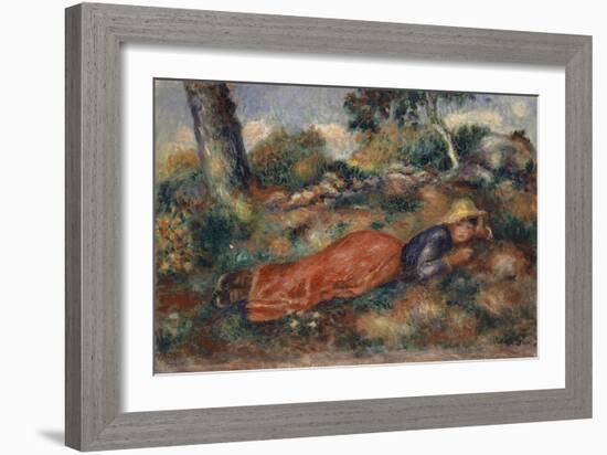 Young Woman Lying in the Grass, 1890-95-Pierre-Auguste Renoir-Framed Giclee Print