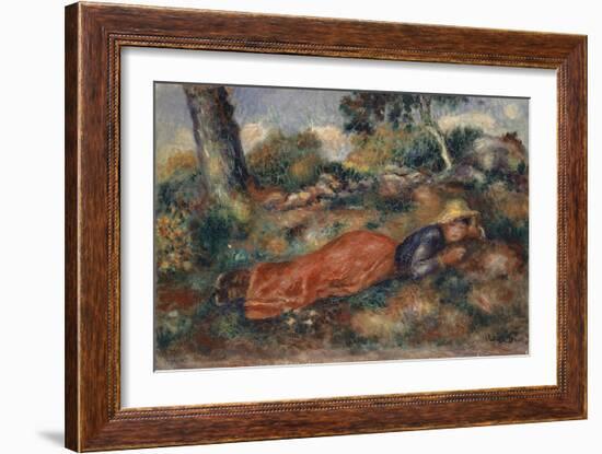 Young Woman Lying in the Grass, 1890-95-Pierre-Auguste Renoir-Framed Giclee Print