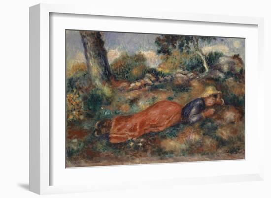 Young Woman Lying in the Grass, 1890-95-Pierre-Auguste Renoir-Framed Giclee Print