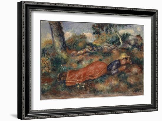 Young Woman Lying in the Grass, 1890-95-Pierre-Auguste Renoir-Framed Giclee Print