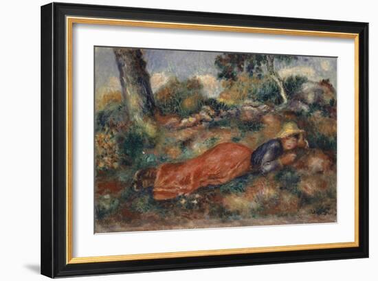 Young Woman Lying in the Grass, 1890-95-Pierre-Auguste Renoir-Framed Giclee Print