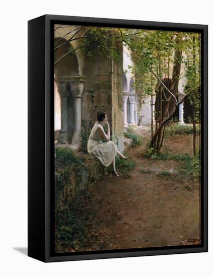 Young Woman Meditating in a Cloister, 1923 (Painting)-Ramon Casas i Carbo-Framed Premier Image Canvas