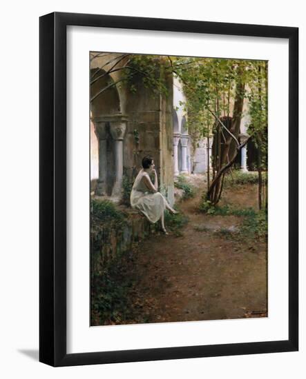 Young Woman Meditating in a Cloister, 1923 (Painting)-Ramon Casas i Carbo-Framed Giclee Print