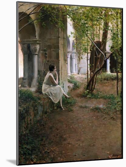 Young Woman Meditating in a Cloister, 1923 (Painting)-Ramon Casas i Carbo-Mounted Giclee Print