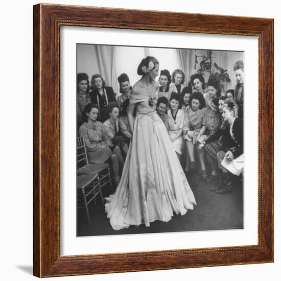 Young Woman Modeling the Lafaurie's Finished Product For the Tailors Before the Showing-Nina Leen-Framed Photographic Print