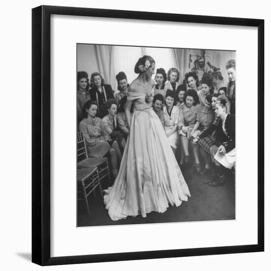 Young Woman Modeling the Lafaurie's Finished Product For the Tailors Before the Showing-Nina Leen-Framed Photographic Print