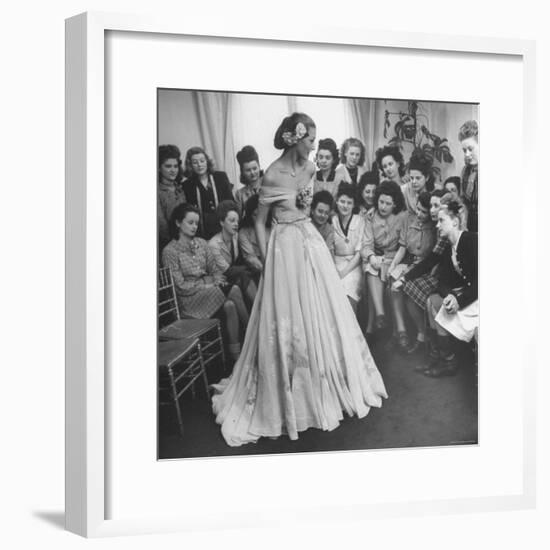 Young Woman Modeling the Lafaurie's Finished Product For the Tailors Before the Showing-Nina Leen-Framed Photographic Print