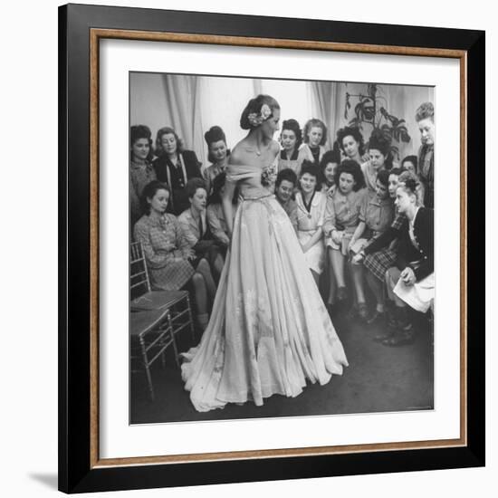 Young Woman Modeling the Lafaurie's Finished Product For the Tailors Before the Showing-Nina Leen-Framed Photographic Print