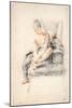 Young Woman, Nude, Holding One Foot in Her Hands, 1716-18-Jean-Antoine Watteau-Mounted Giclee Print