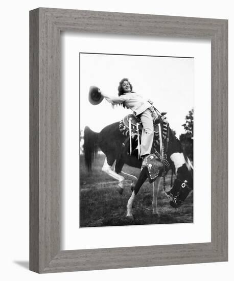 Young Woman on Phony Pony, Ca. 1940-null-Framed Premium Photographic Print