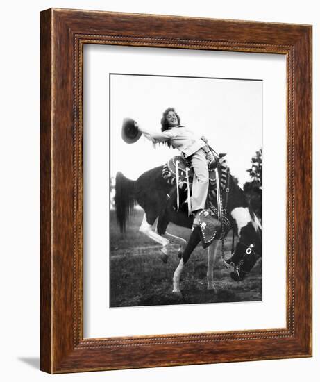 Young Woman on Phony Pony, Ca. 1940-null-Framed Premium Photographic Print