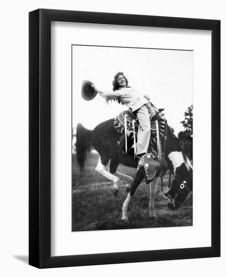 Young Woman on Phony Pony, Ca. 1940-null-Framed Premium Photographic Print