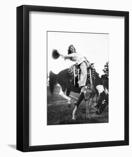 Young Woman on Phony Pony, Ca. 1940-null-Framed Photographic Print