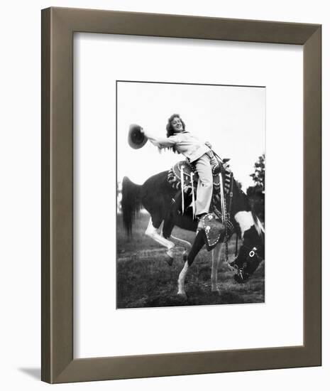 Young Woman on Phony Pony, Ca. 1940-null-Framed Photographic Print