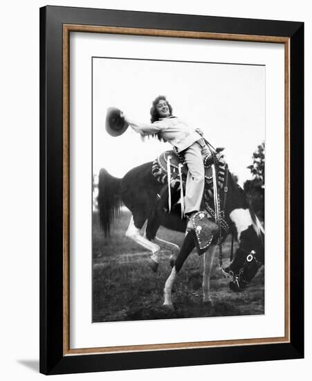 Young Woman on Phony Pony, Ca. 1940-null-Framed Photographic Print