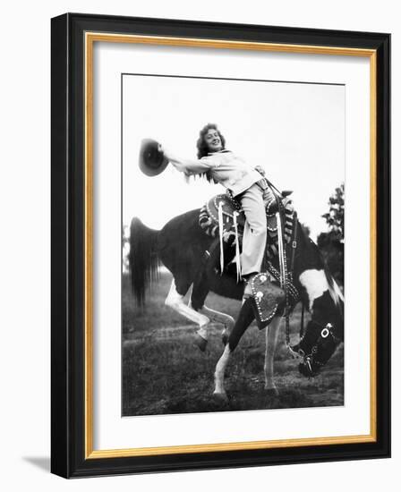 Young Woman on Phony Pony, Ca. 1940-null-Framed Photographic Print