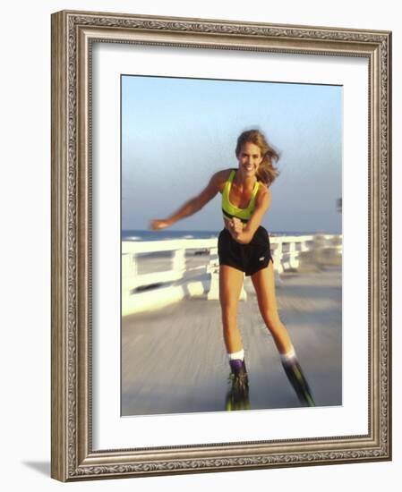 Young Woman on Rollerblades at the Beach-Bill Bachmann-Framed Photographic Print