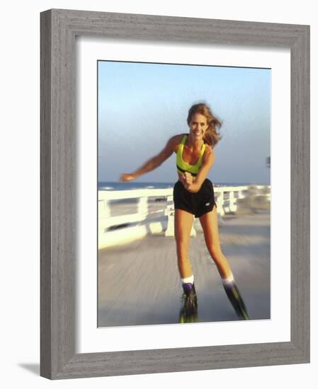 Young Woman on Rollerblades at the Beach-Bill Bachmann-Framed Photographic Print