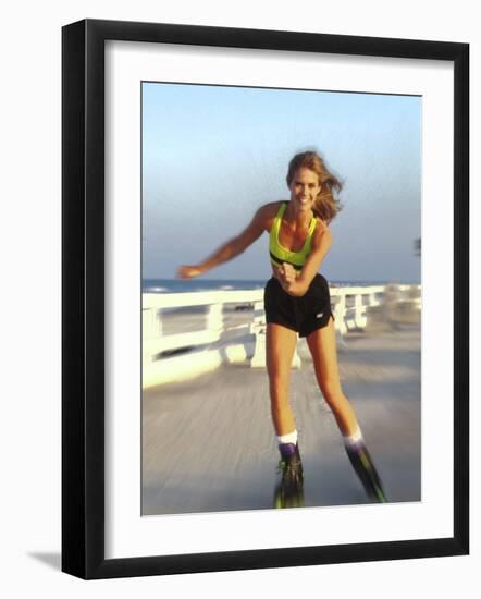 Young Woman on Rollerblades at the Beach-Bill Bachmann-Framed Photographic Print