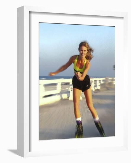 Young Woman on Rollerblades at the Beach-Bill Bachmann-Framed Photographic Print