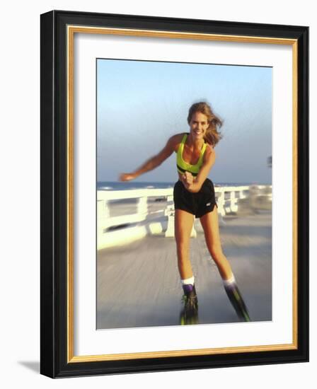 Young Woman on Rollerblades at the Beach-Bill Bachmann-Framed Photographic Print