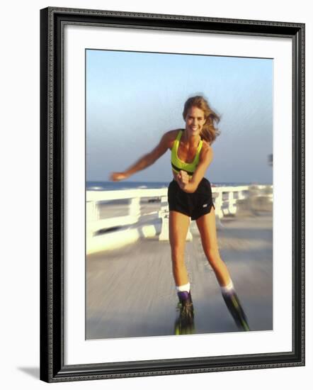 Young Woman on Rollerblades at the Beach-Bill Bachmann-Framed Photographic Print