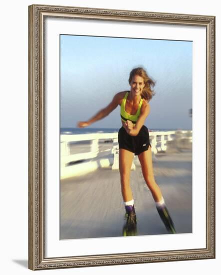 Young Woman on Rollerblades at the Beach-Bill Bachmann-Framed Photographic Print