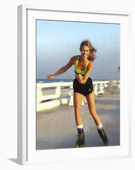 Young Woman on Rollerblades at the Beach-Bill Bachmann-Framed Photographic Print