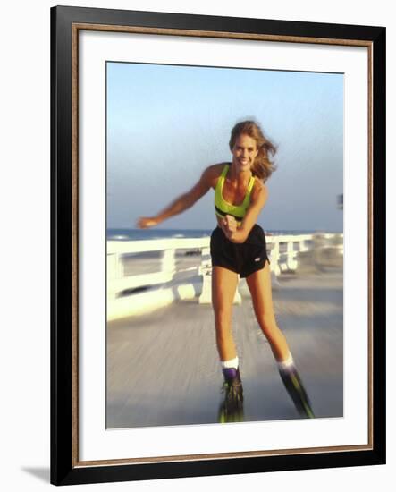 Young Woman on Rollerblades at the Beach-Bill Bachmann-Framed Photographic Print