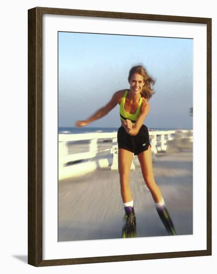 Young Woman on Rollerblades at the Beach-Bill Bachmann-Framed Photographic Print