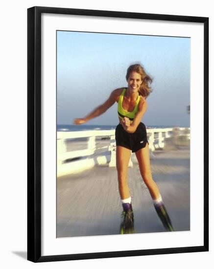 Young Woman on Rollerblades at the Beach-Bill Bachmann-Framed Photographic Print