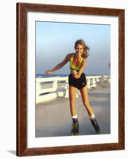 Young Woman on Rollerblades at the Beach-Bill Bachmann-Framed Photographic Print