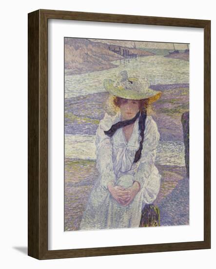 Young Woman on the Banks of the Greve, Jeune Femme au Bord de La Greve, 1901-Theo van Rysselberghe-Framed Giclee Print