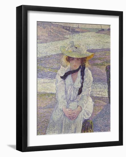 Young Woman on the Banks of the Greve, Jeune Femme au Bord de La Greve, 1901-Theo van Rysselberghe-Framed Giclee Print