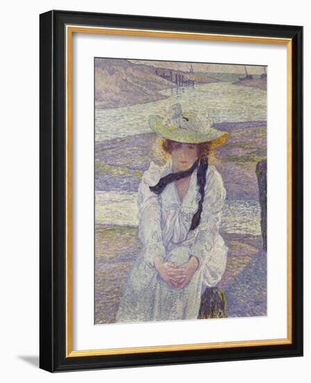 Young Woman on the Banks of the Greve, Jeune Femme au Bord de La Greve, 1901-Theo van Rysselberghe-Framed Giclee Print