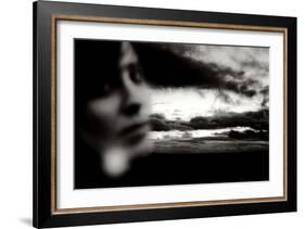 Young Woman Out of Focus in Front of Cloudy Sky Looking into the Camera-Torsten Richter-Framed Photographic Print