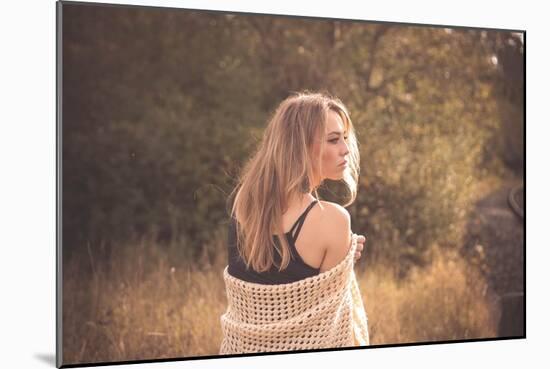 Young Woman Outdoors Wearing a Shawl-Sabine Rosch-Mounted Photographic Print