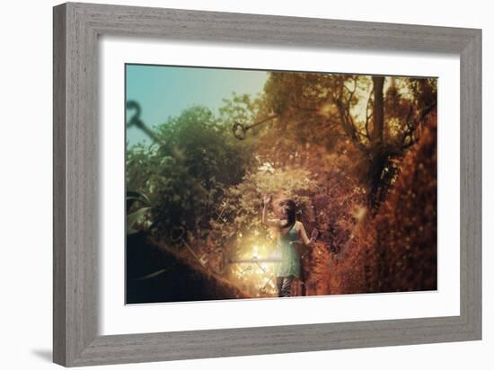 Young Woman Outdoors with Keys-Carolina Hernandez-Framed Photographic Print