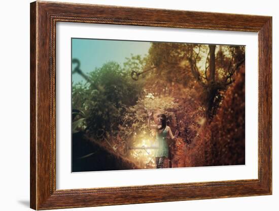 Young Woman Outdoors with Keys-Carolina Hernandez-Framed Photographic Print