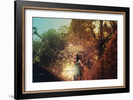 Young Woman Outdoors with Keys-Carolina Hernandez-Framed Photographic Print