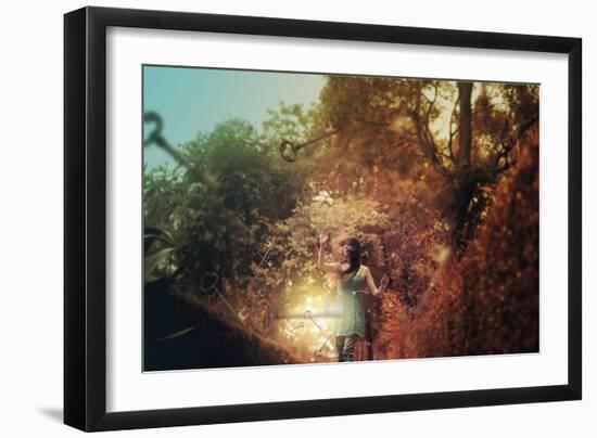 Young Woman Outdoors with Keys-Carolina Hernandez-Framed Photographic Print
