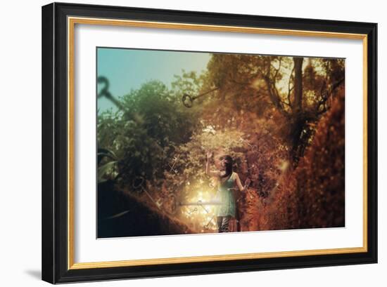 Young Woman Outdoors with Keys-Carolina Hernandez-Framed Photographic Print