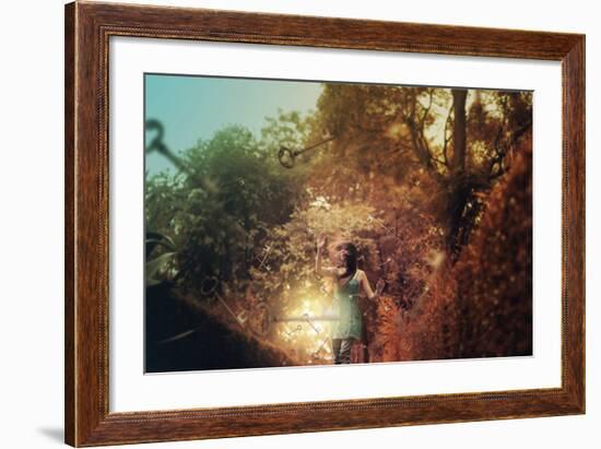 Young Woman Outdoors with Keys-Carolina Hernandez-Framed Photographic Print