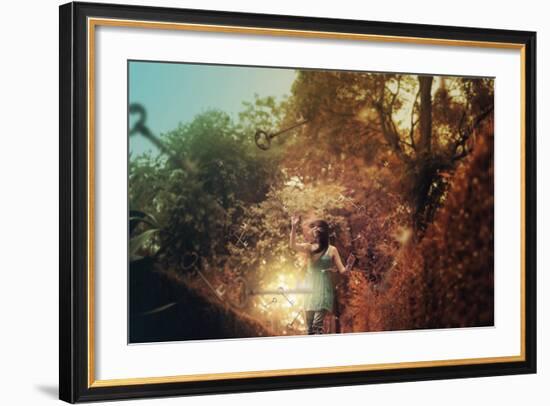 Young Woman Outdoors with Keys-Carolina Hernandez-Framed Photographic Print